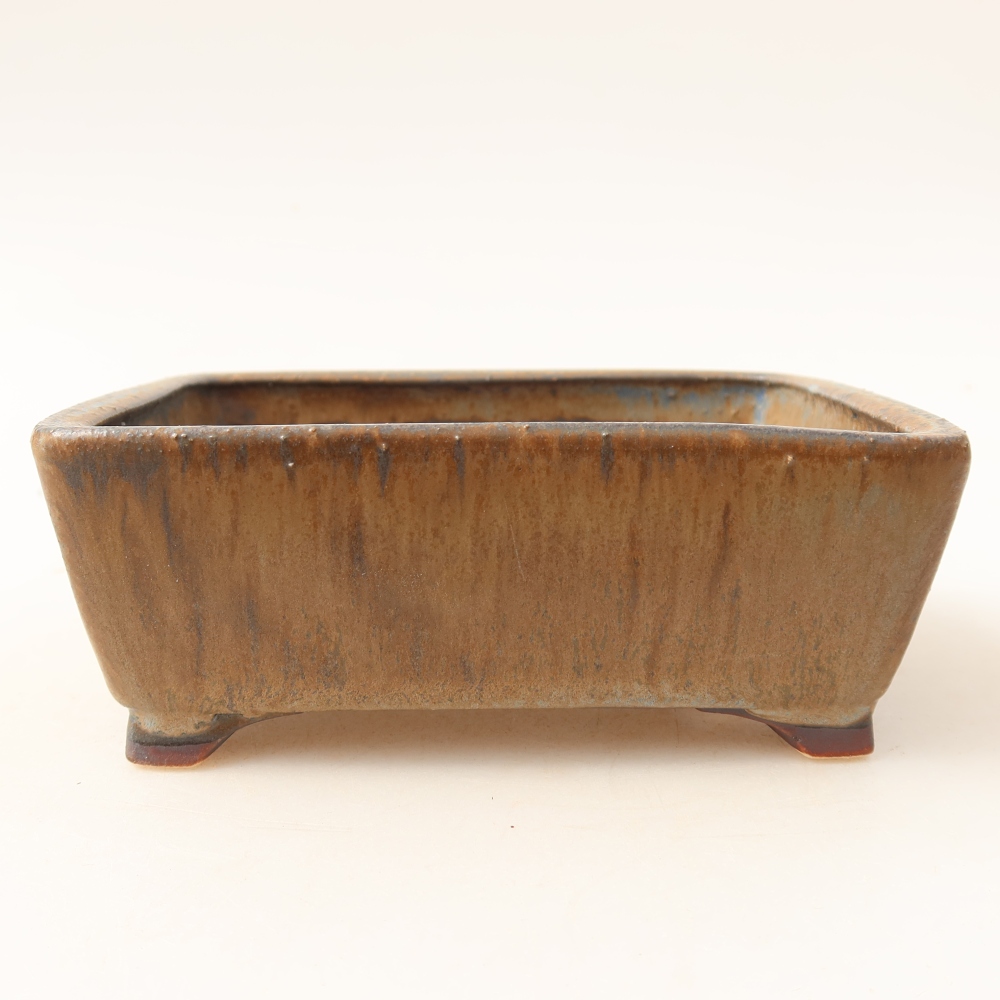 Ceramic bonsai pot, 13.5 x 11 x 5 cm, brown