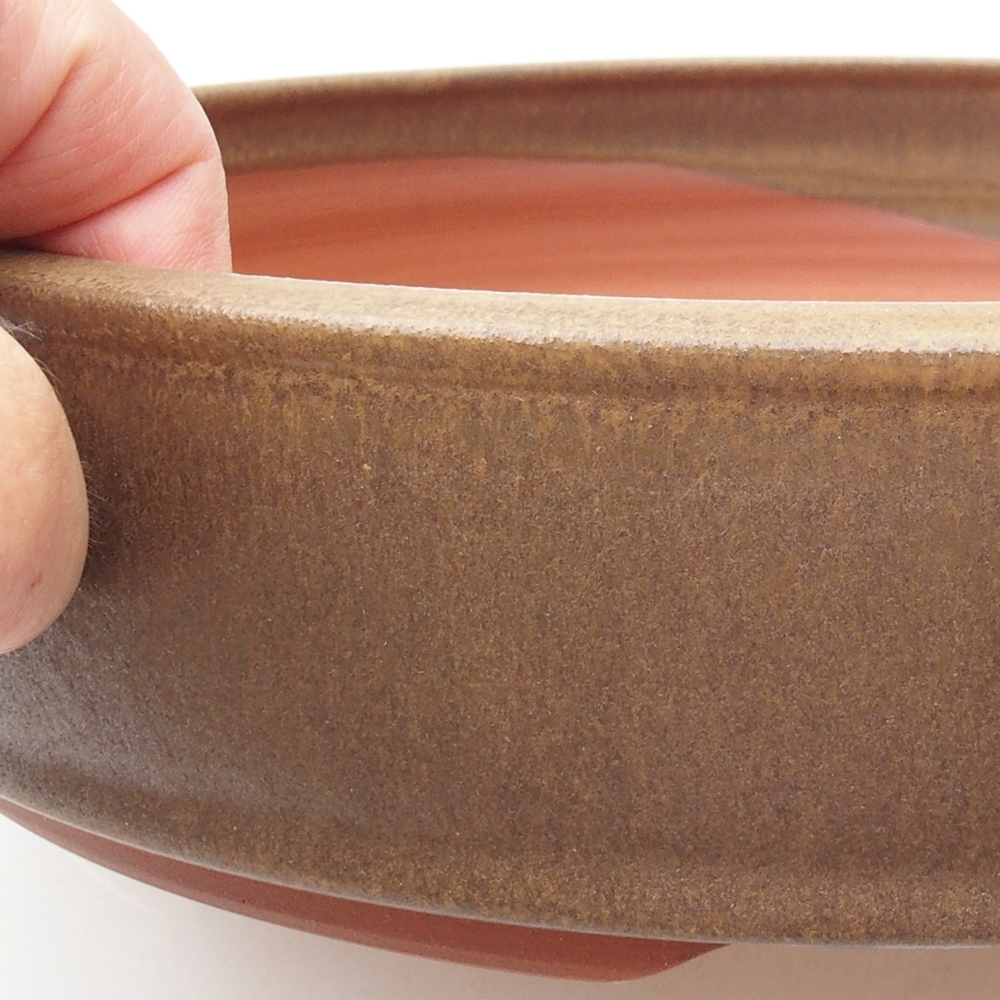 Ceramic bonsai bowl 25,5 x 25,5 x 5,5 cm, color brown