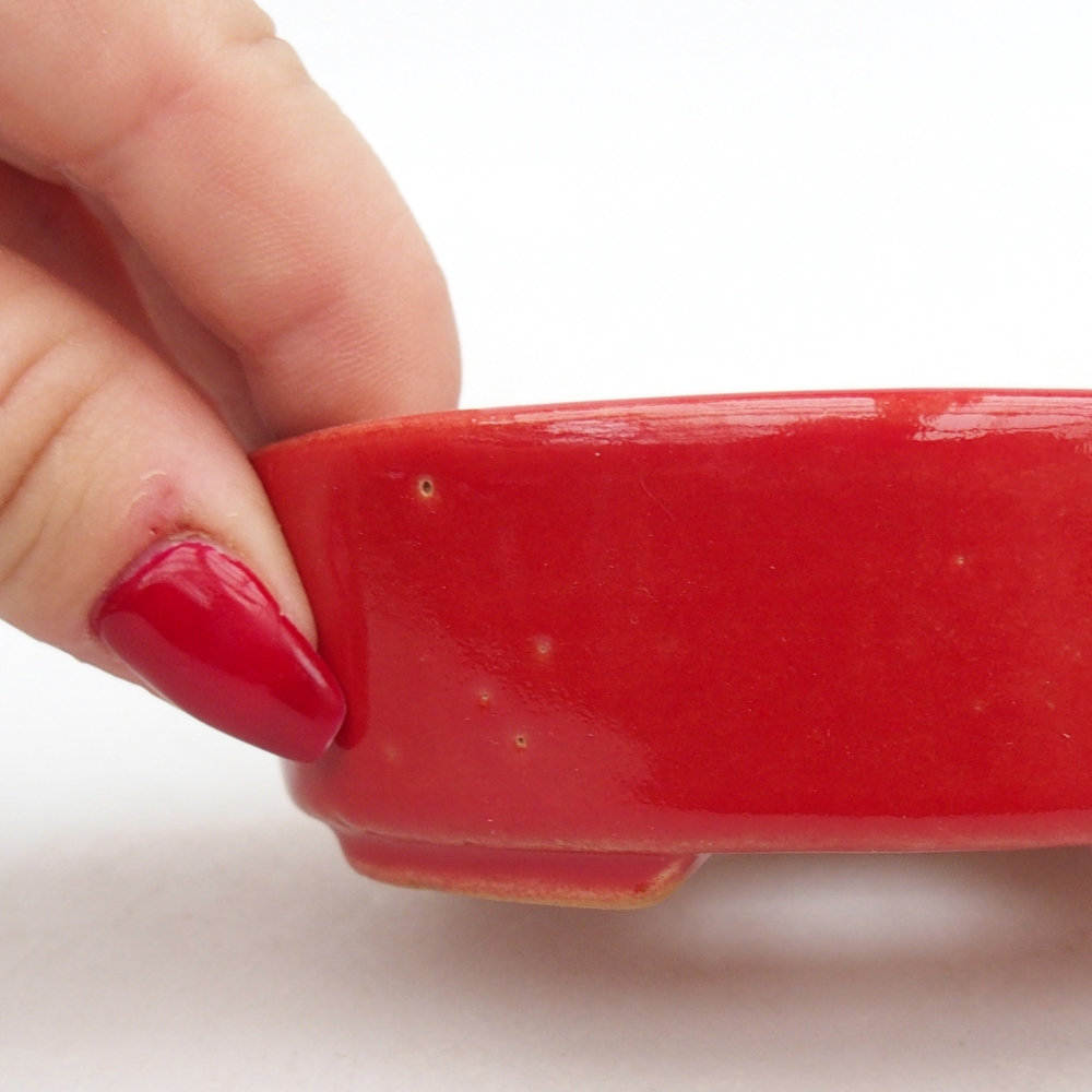 Ceramic bonsai bowl 9,5 x 8 x 3 cm, colour red