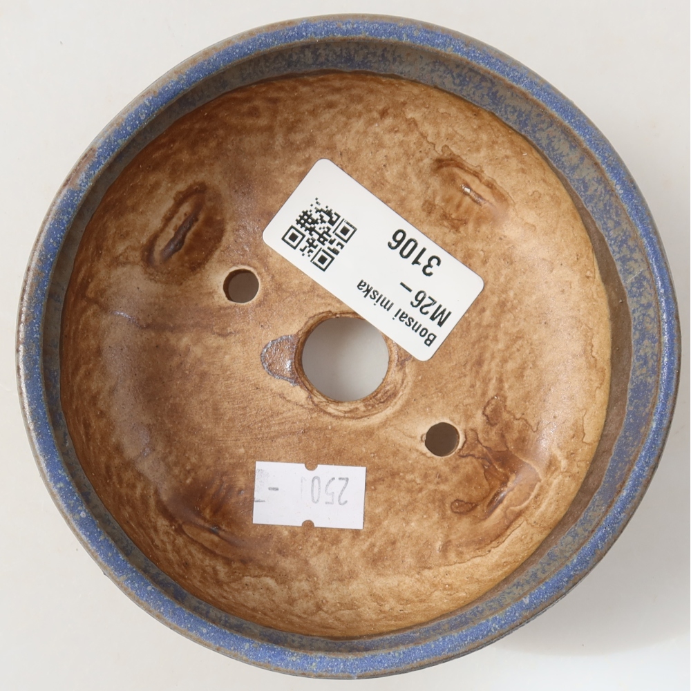 Ceramic bonsai pot, 10.5 x 10.5 x 4 cm, blue