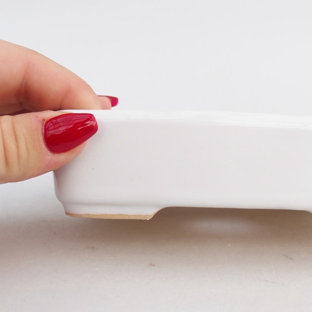 Ceramic bonsai bowl 12,5 x 9,5 x 3,5 cm, colour white