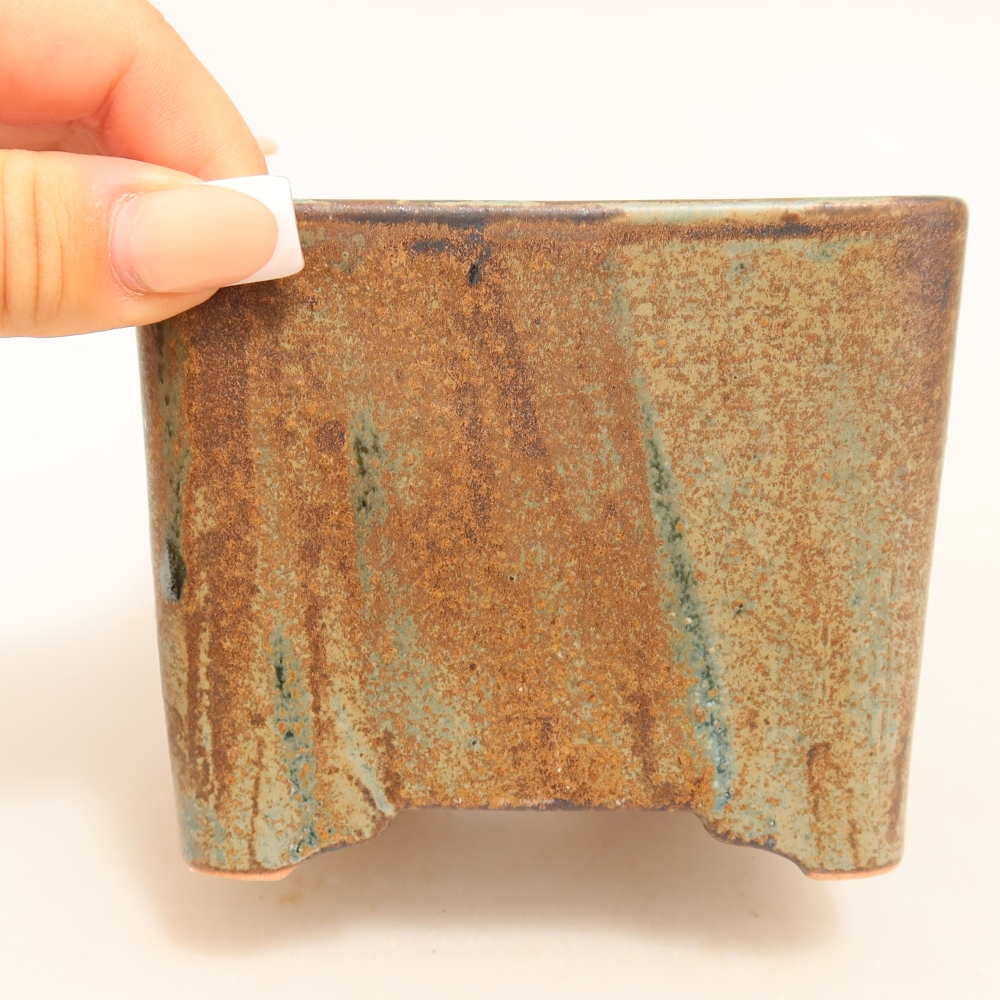 Ceramic bonsai pot, 10 x 10 x 8.5 cm, brown
