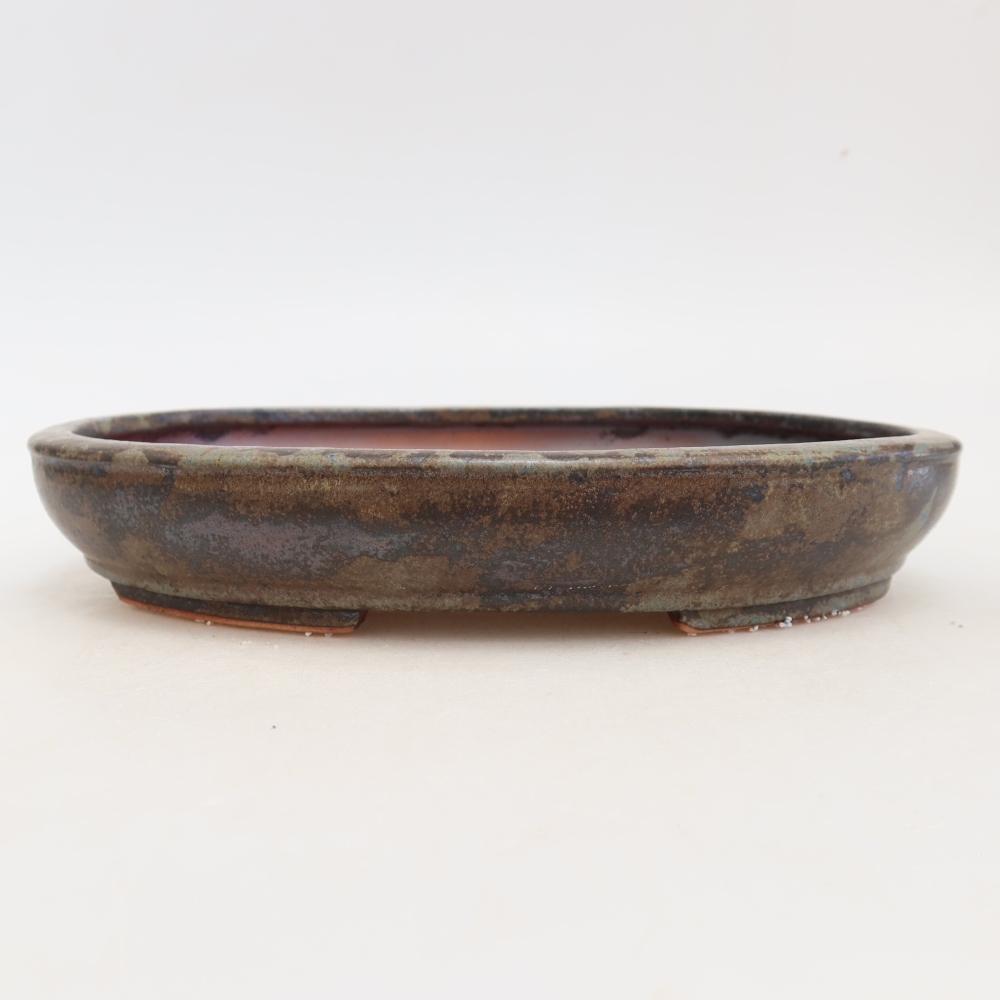 Ceramic bonsai bowl 24,5 x 20 x 4 cm, brown