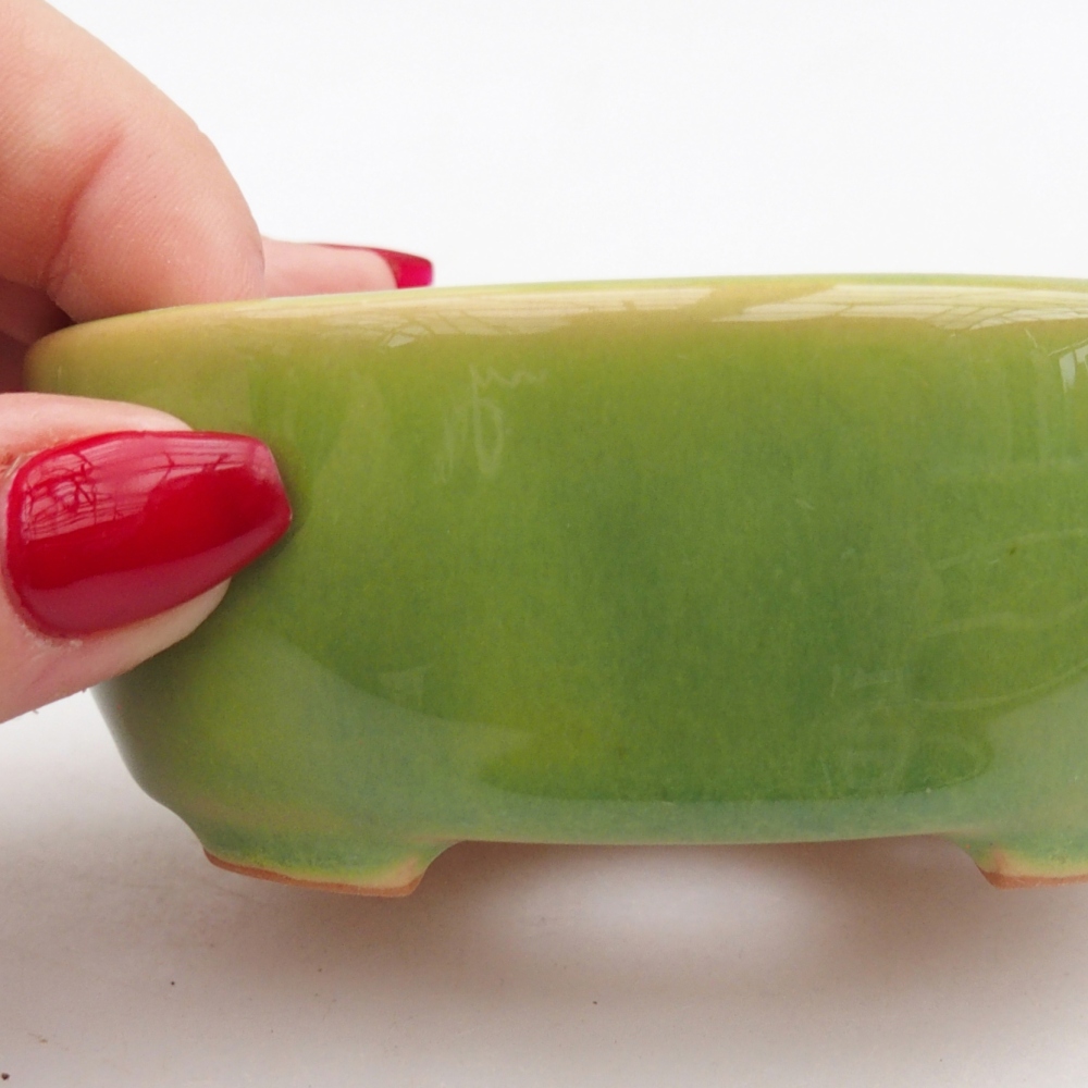 Ceramic bonsai bowl 9,5 x 7,5 x 3,5 cm, green