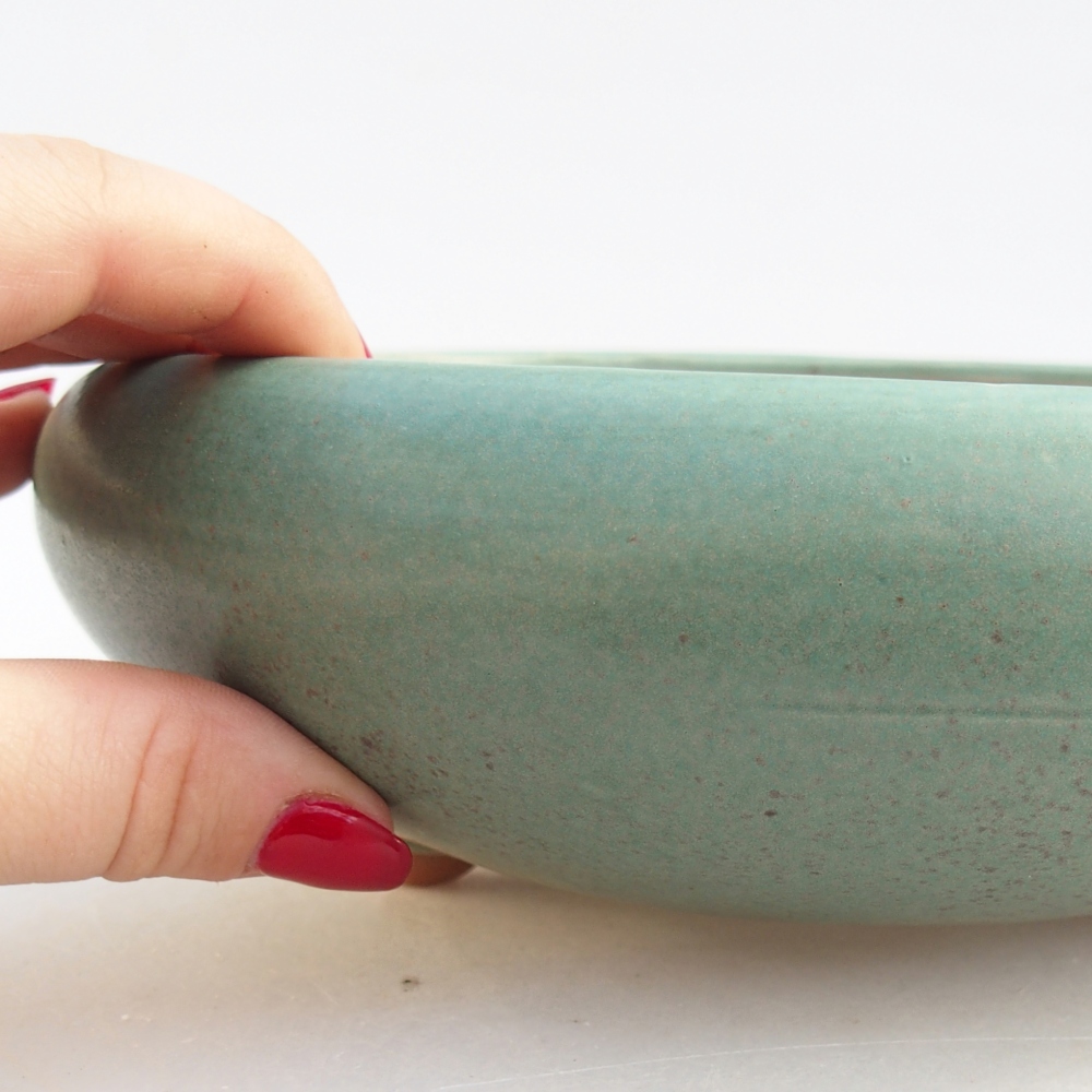 Ceramic bonsai bowl 21 x 21 x 7,5 cm, green