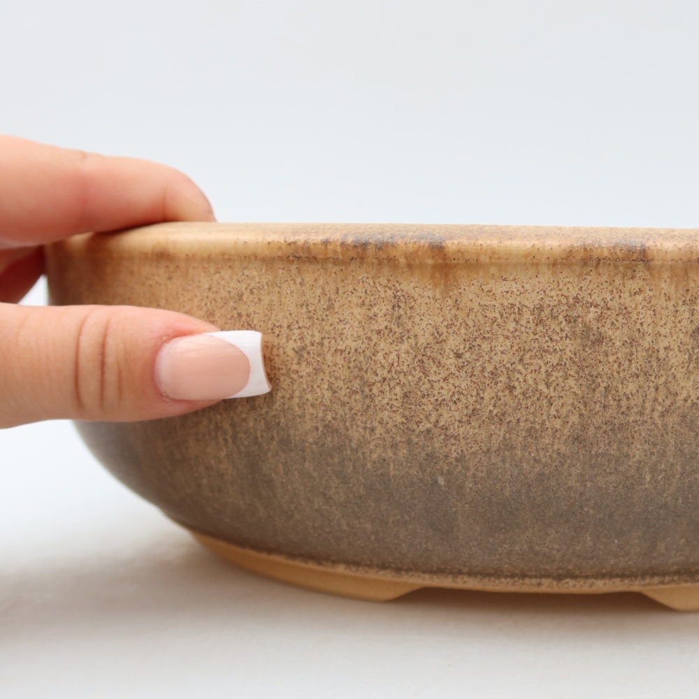 Ceramic bonsai pot, 26 x 26 x 7.5 cm, brown