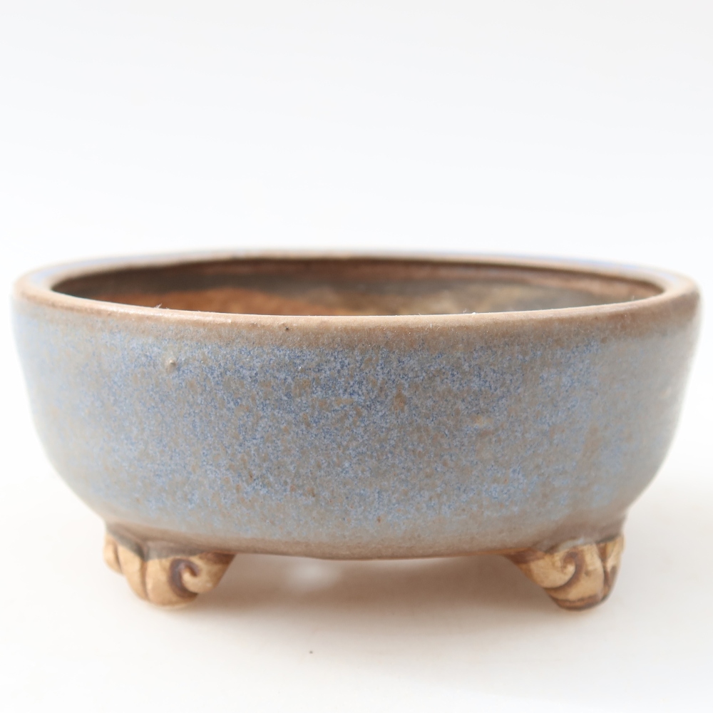Ceramic bonsai pot, 10.5 x 10.5 x 4 cm, blue