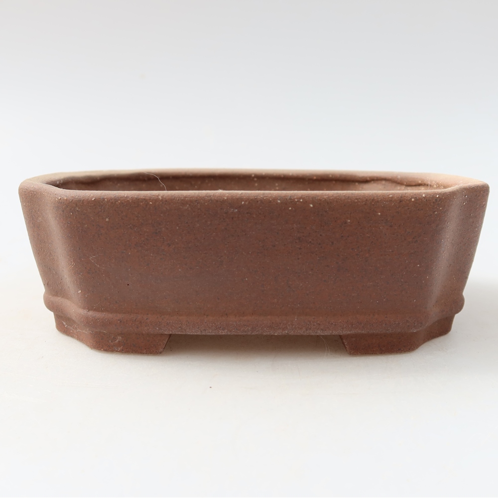 Ceramic bonsai pot, 13.5 x 11.5 x 4 cm, brown