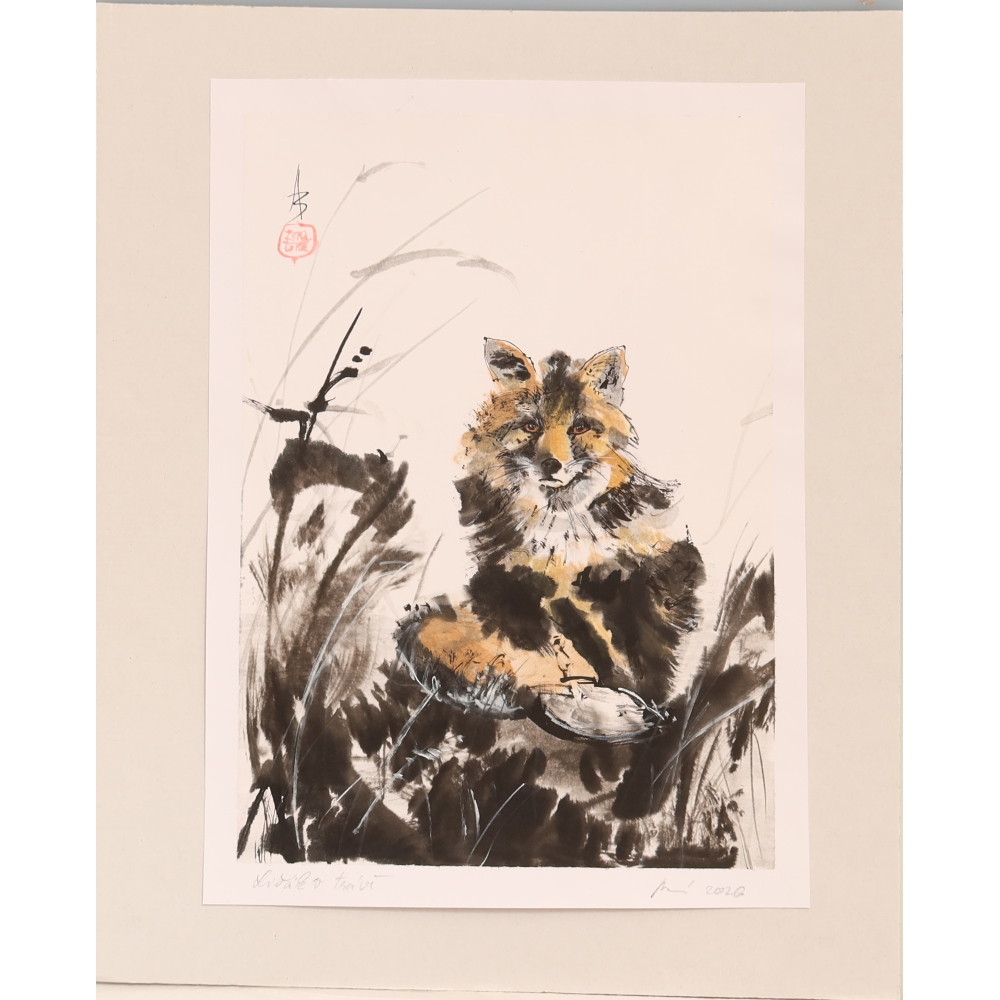Calligraphy - Fox in the Grass