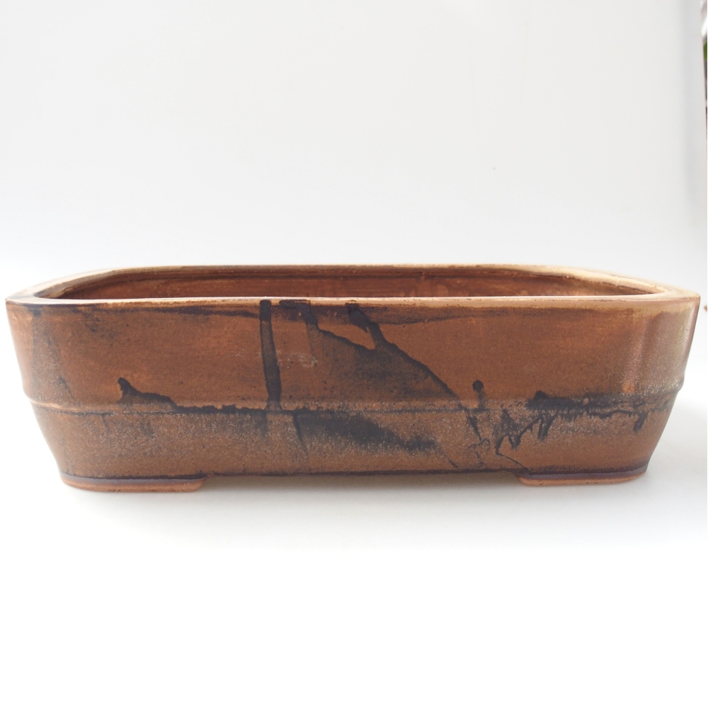 Ceramic bonsai bowl 28 x 20,5 x 7,5 cm, brown