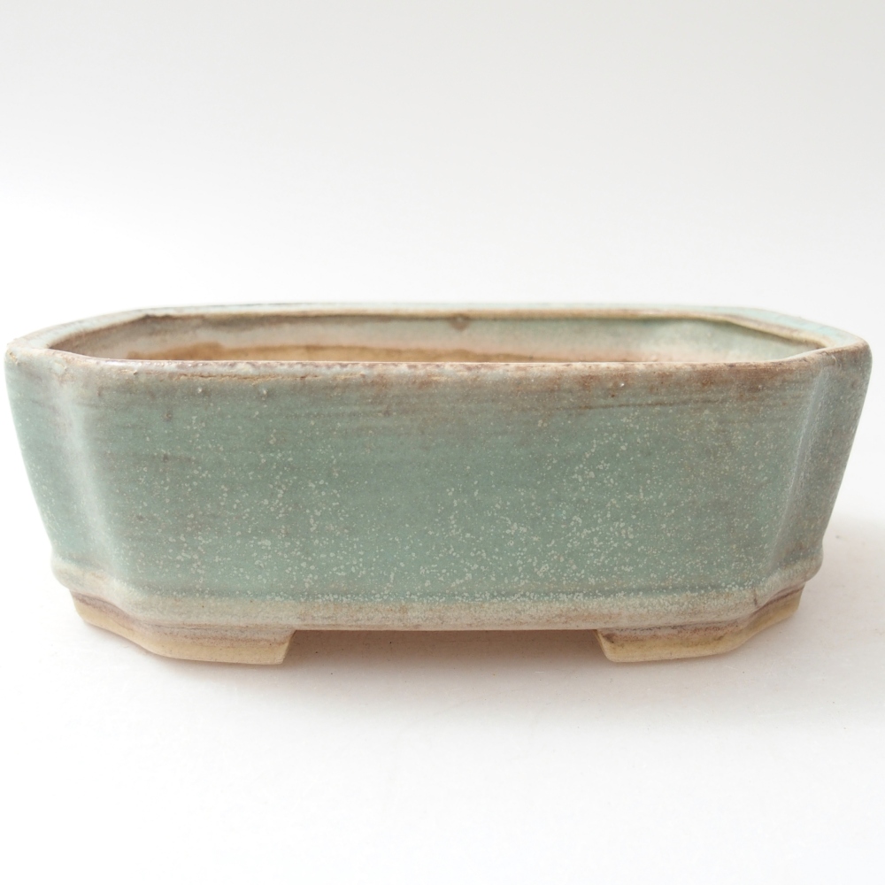 Ceramic bonsai bowl 14 x 12 x 4,5 cm, green
