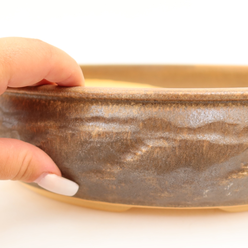 Ceramic bonsai pot, 31 x 31 x 7.5 cm, brown