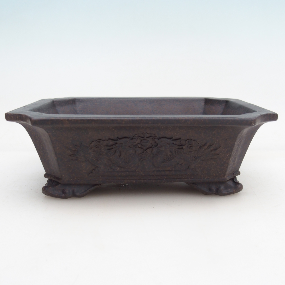 Ceramic bonsai bowl 16 x 12 x 5 cm, brownish ochre
