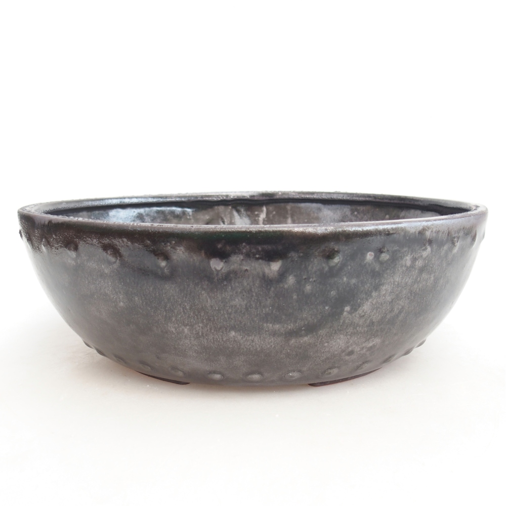 Ceramic bonsai bowl 24,5 x 24,5 x 7,5 cm, black
