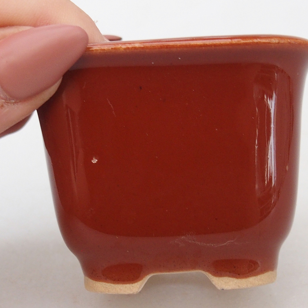 Ceramic bonsai bowl 6,5 x 6,5 x 4,5 cm, brown