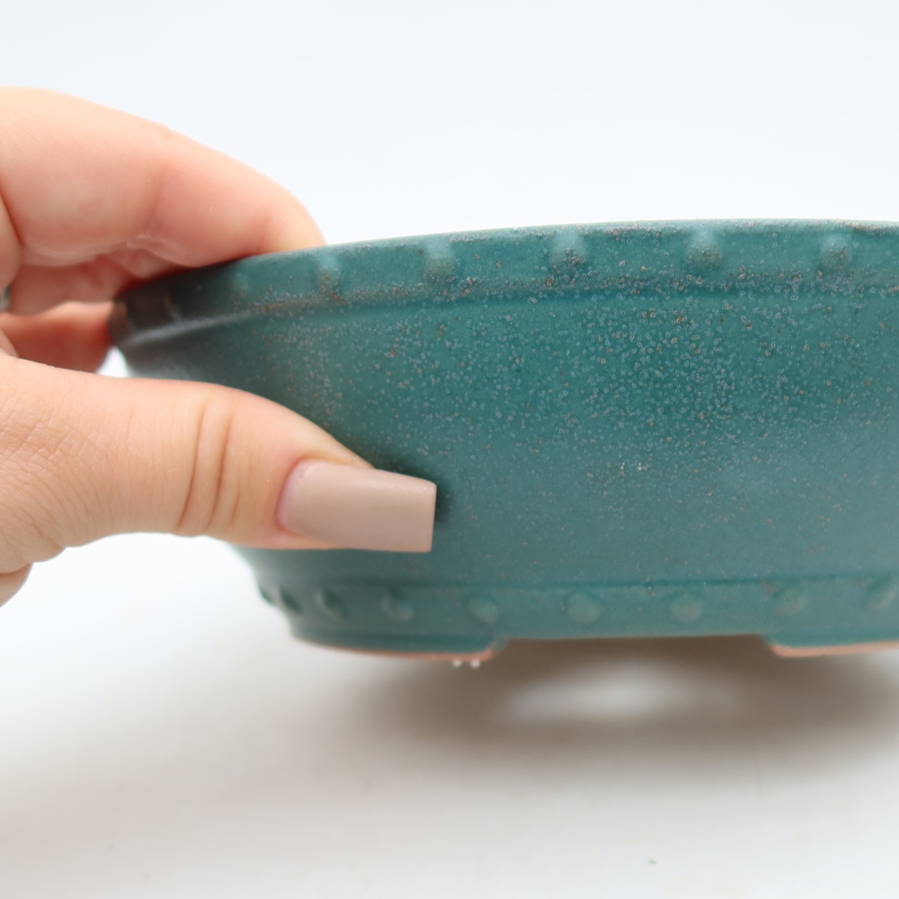 Ceramic bonsai pot, 18 x 18 x 5.5 cm, blue