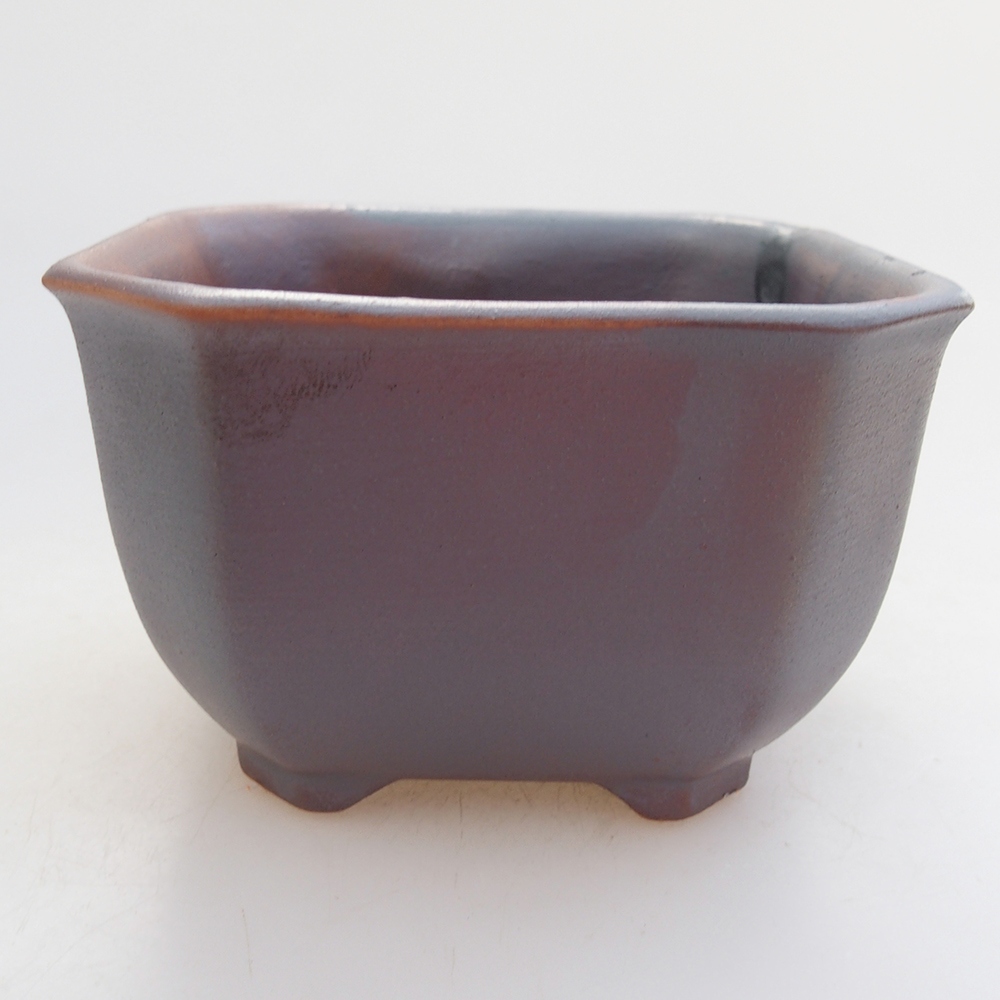Ceramic bonsai bowl 10 x 10 x 6 cm, metal colour