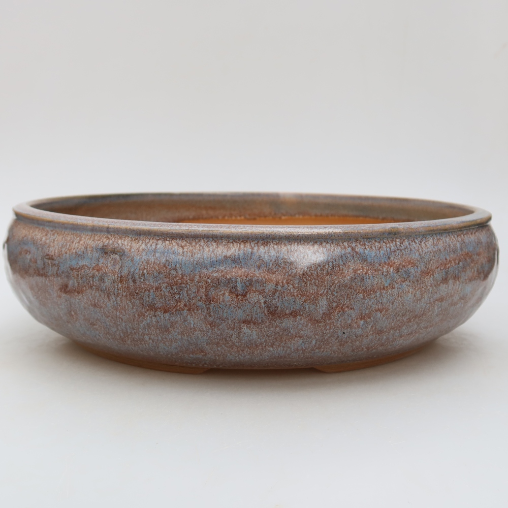 Ceramic bonsai pot, 27.5 x 27.5 x 7 cm, blue