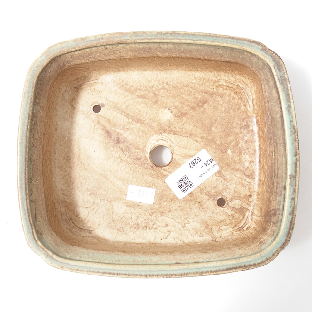 Ceramic bonsai bowl 19,5 x 16,5 x 6 cm, color green