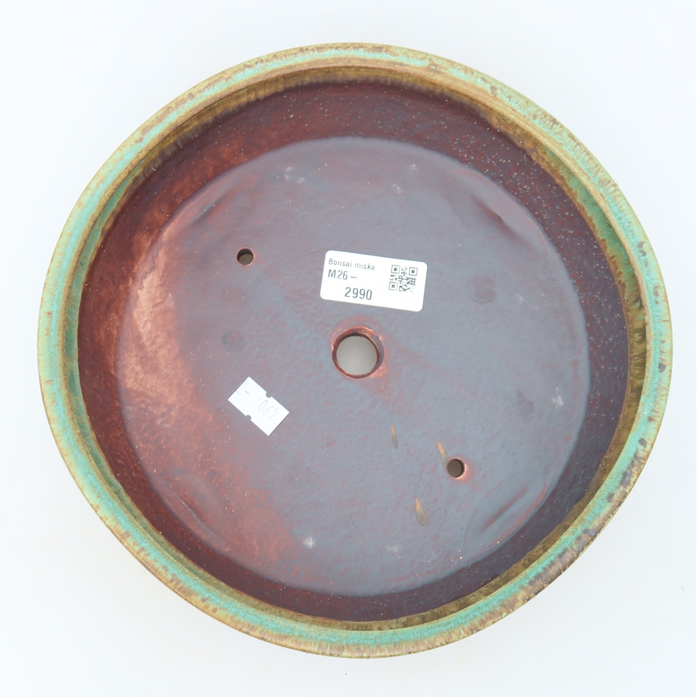 Ceramic bonsai bowl 21,5 x 21,5 x 6 cm, green