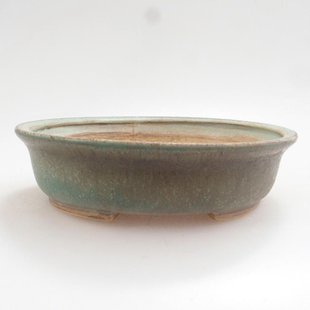 Ceramic bonsai bowl 15 x 14 x 4 cm, color green