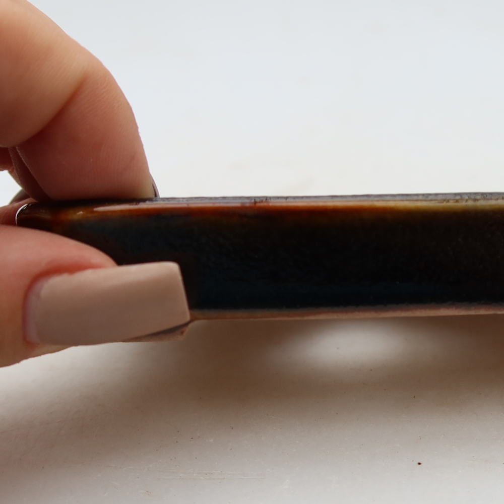 Ceramic bonsai pot, 10 x 8 x 2 cm, brown