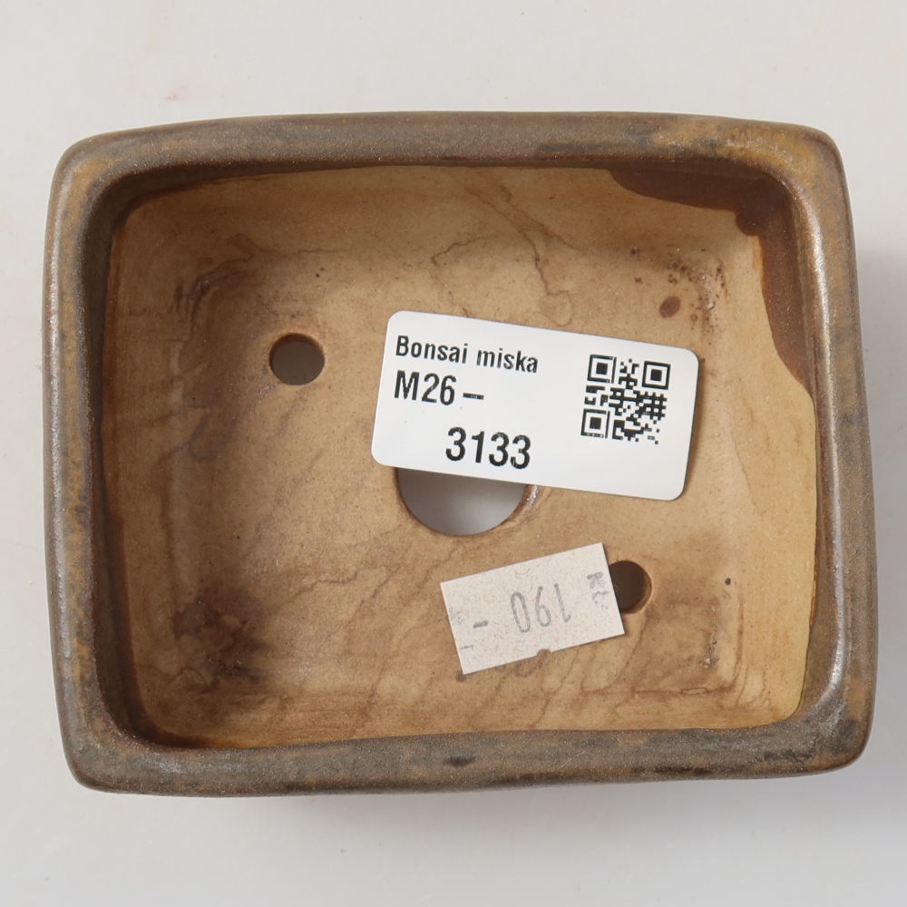 Ceramic bonsai pot, 9.5 x 7.5 x 3.5 cm, brown