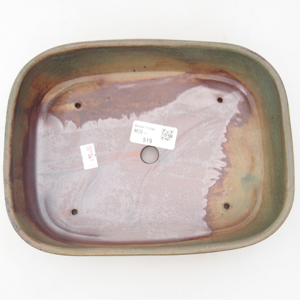 Ceramic bonsai bowl 22,5 x 17 x 6 cm, green
