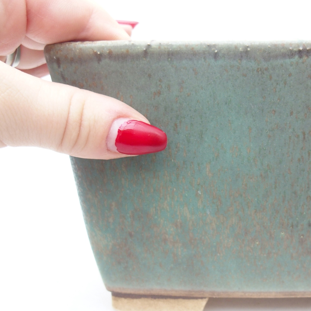 Ceramic bonsai bowl 16 x 16 x 10 cm, green