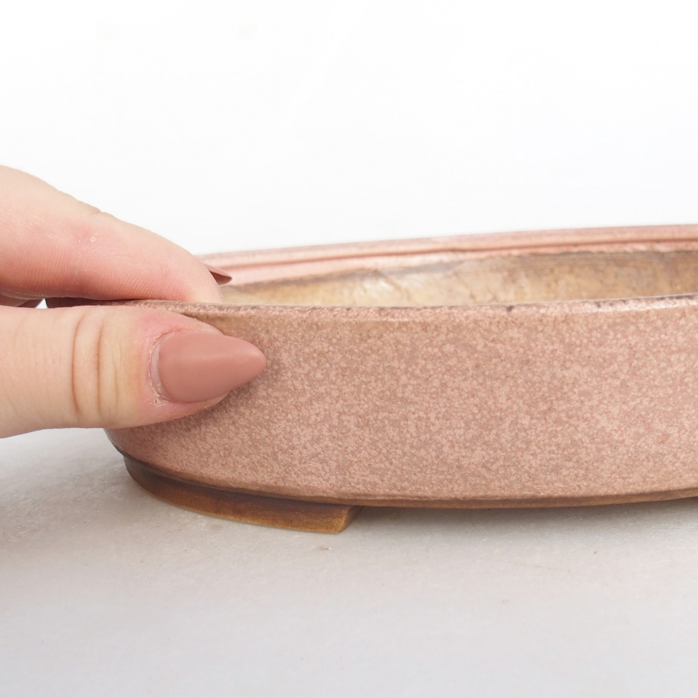 Ceramic bonsai bowl 22,5 x 20 x 4,5 cm, pink
