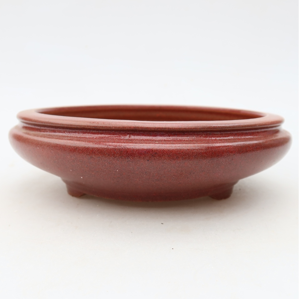 Ceramic bonsai pot, 15 x 15 x 5 cm, burgundy