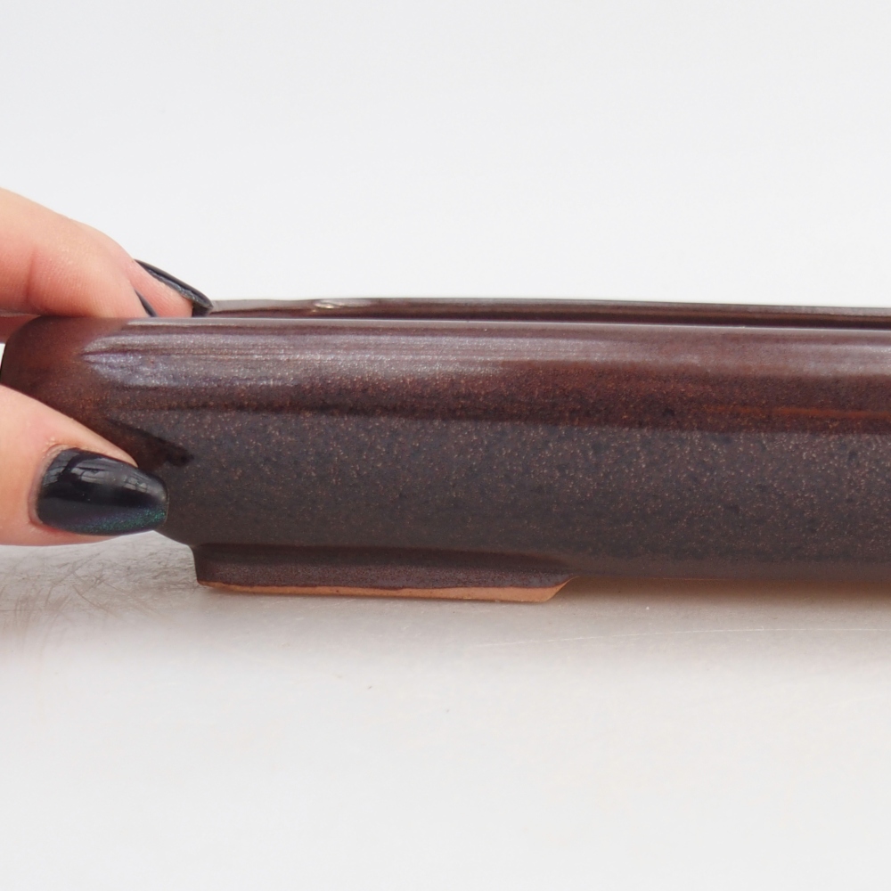 Ceramic bonsai bowl 24 x 17,5 x 4 cm, brown