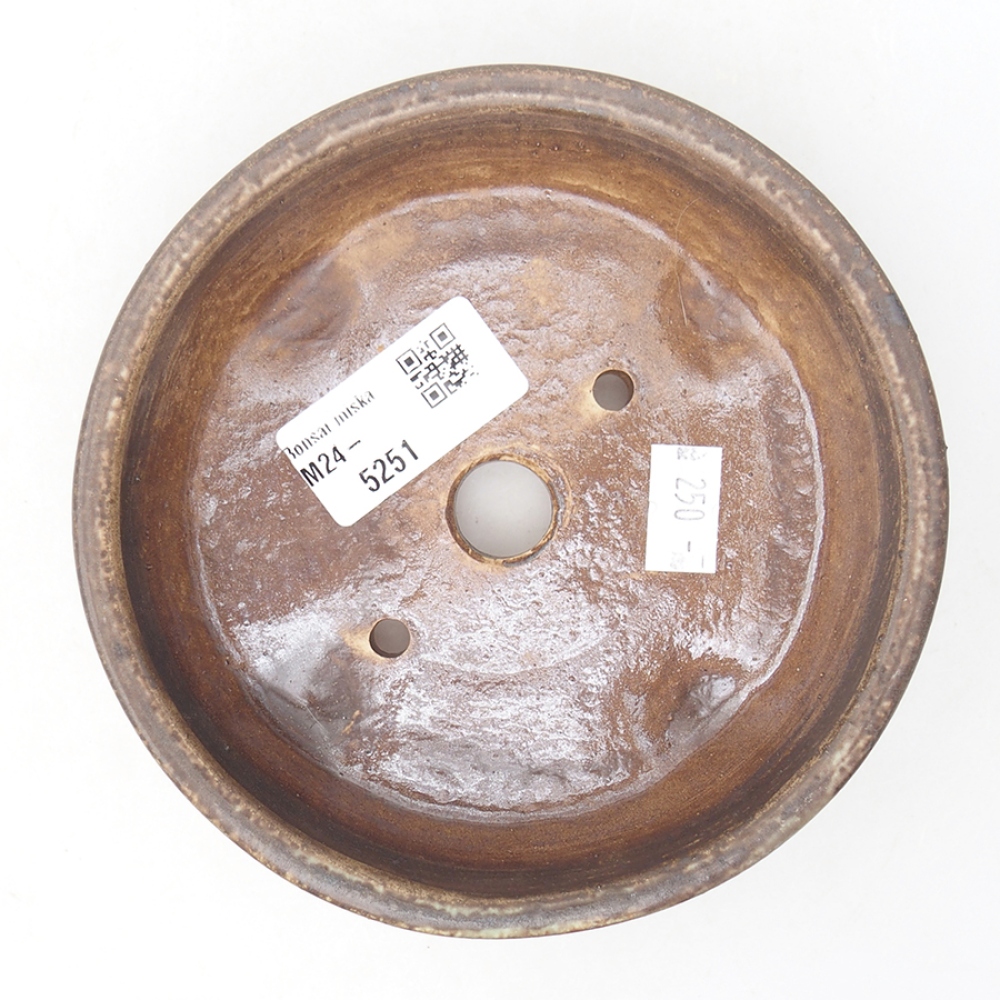 Ceramic bonsai bowl 13,5 x 13,5 x 4 cm, color brown