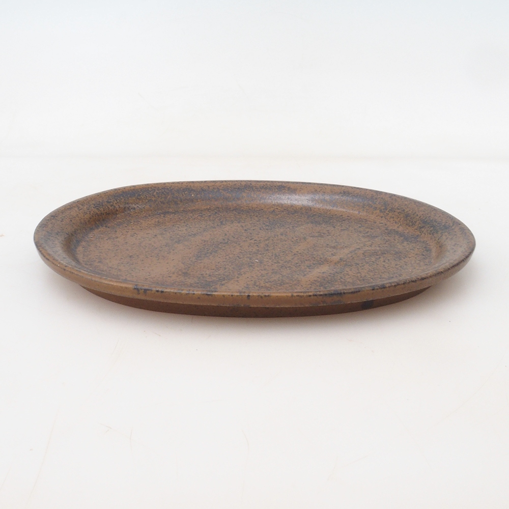 Bonsai bowl oval S - 20 x 16.5 x 1.5 cm - brown