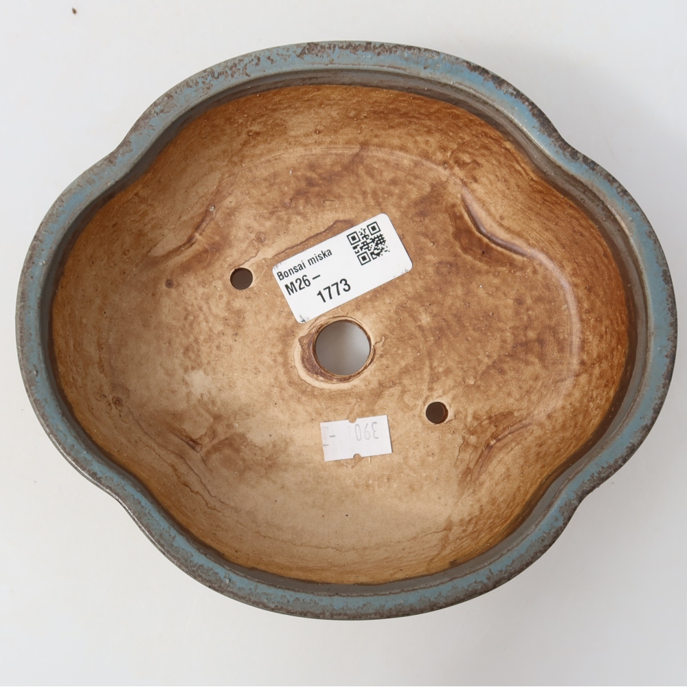 Ceramic bonsai pot, 17.5 x 15.5 x 5.5 cm, blue