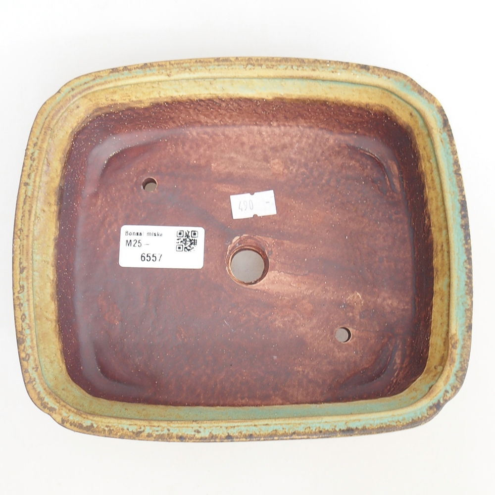 Ceramic bonsai bowl 20 x 17 x 6 cm, green