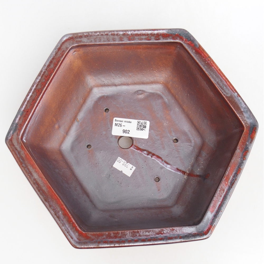 Ceramic bonsai bowl 24,5 x 22 x 7,5 cm, colour black red