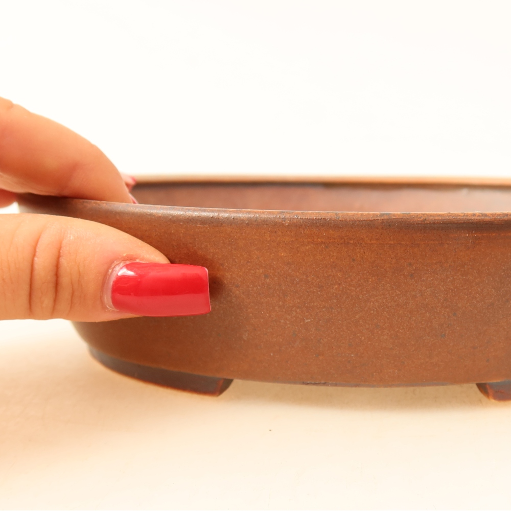 Ceramic bonsai bowl 18,5 x 16,5 x 4,5 cm, brown