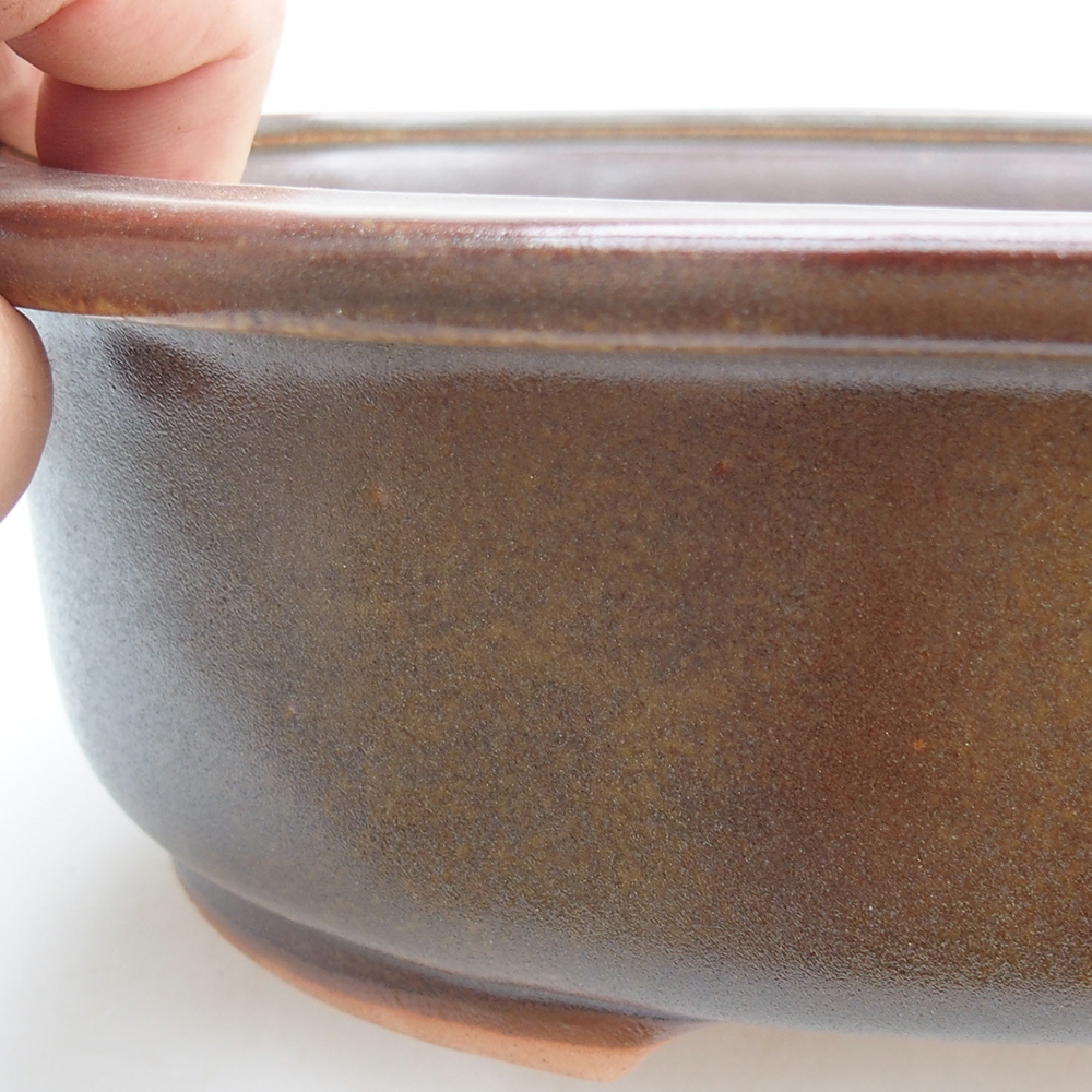 Ceramic bonsai bowl 25 x 20,5 x 8 cm, brown