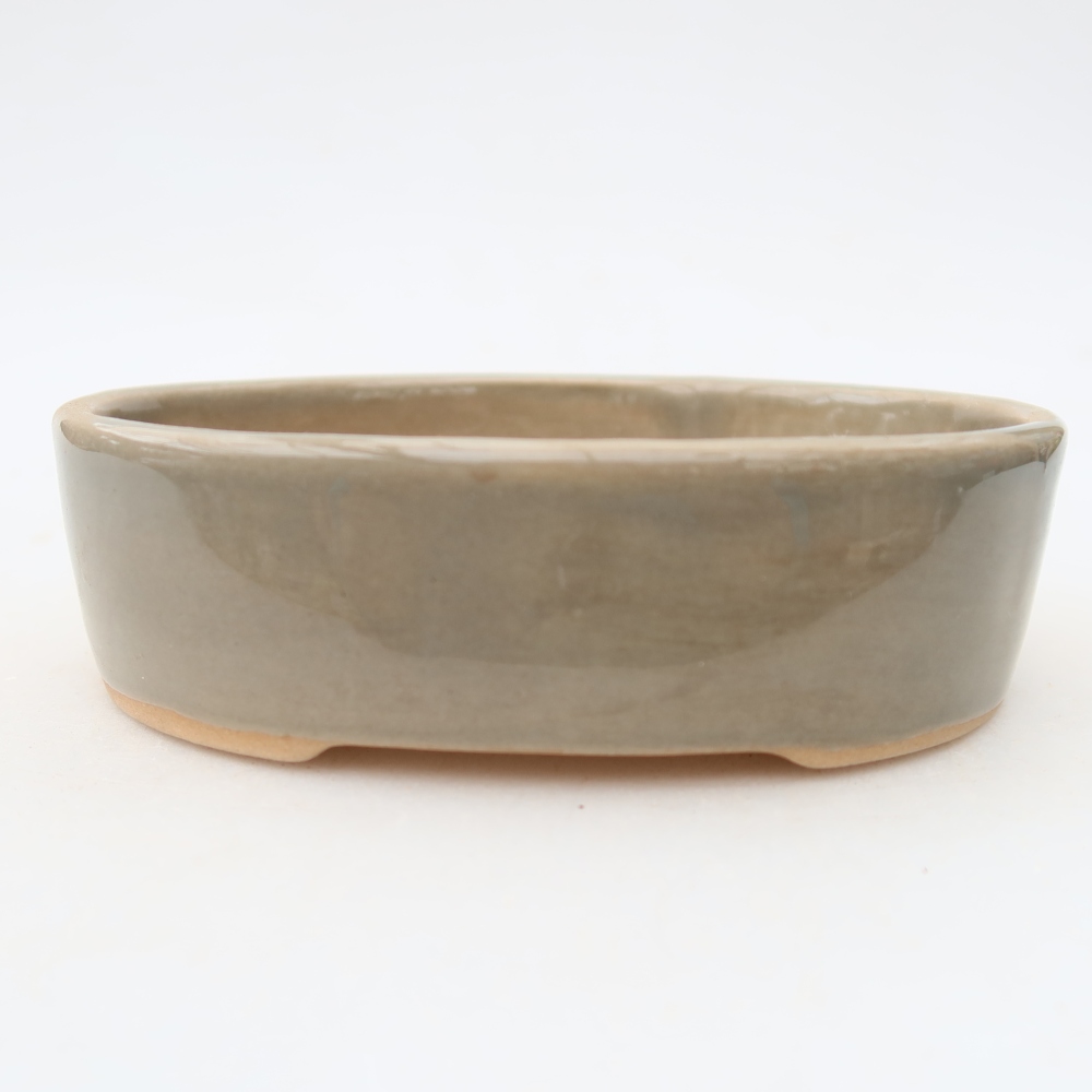 Ceramic bonsai pot, 13 x 10 x 3.5 cm, gray