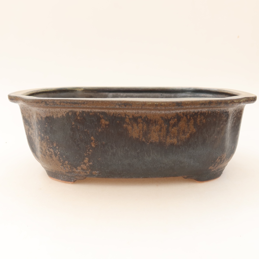 Ceramic bonsai pot, 22.5 x 17.5 x 7.5 cm, brown