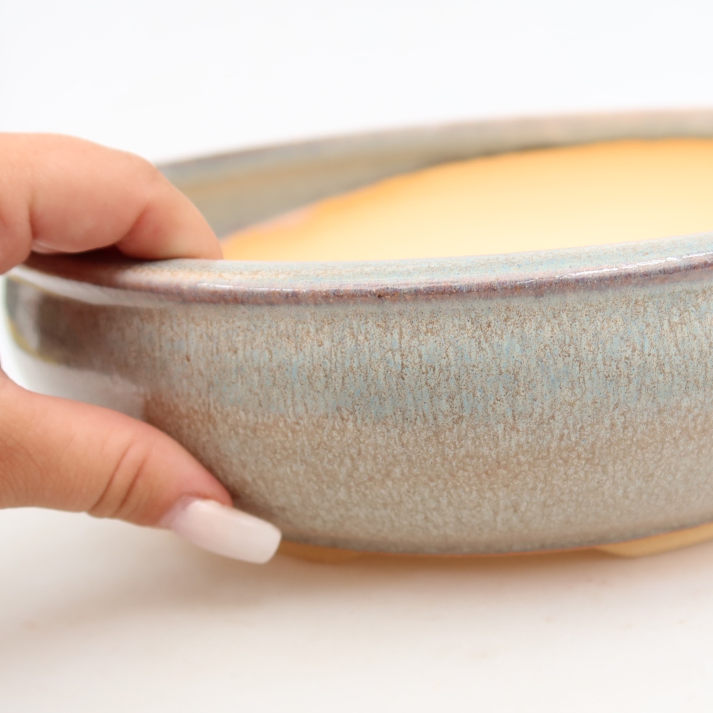 Ceramic bonsai pot, 27 x 27 x 7.5 cm, gray