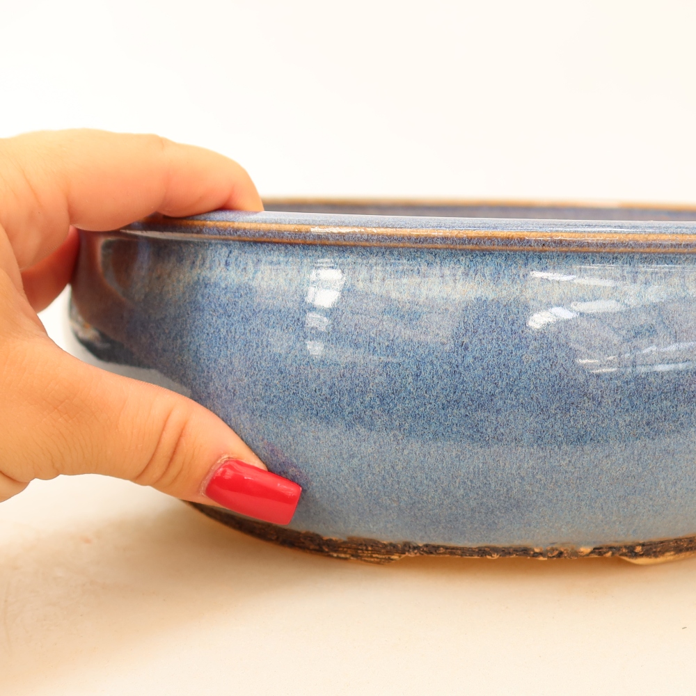 Ceramic bonsai bowl 24 x 24 x 8 cm, colour blue