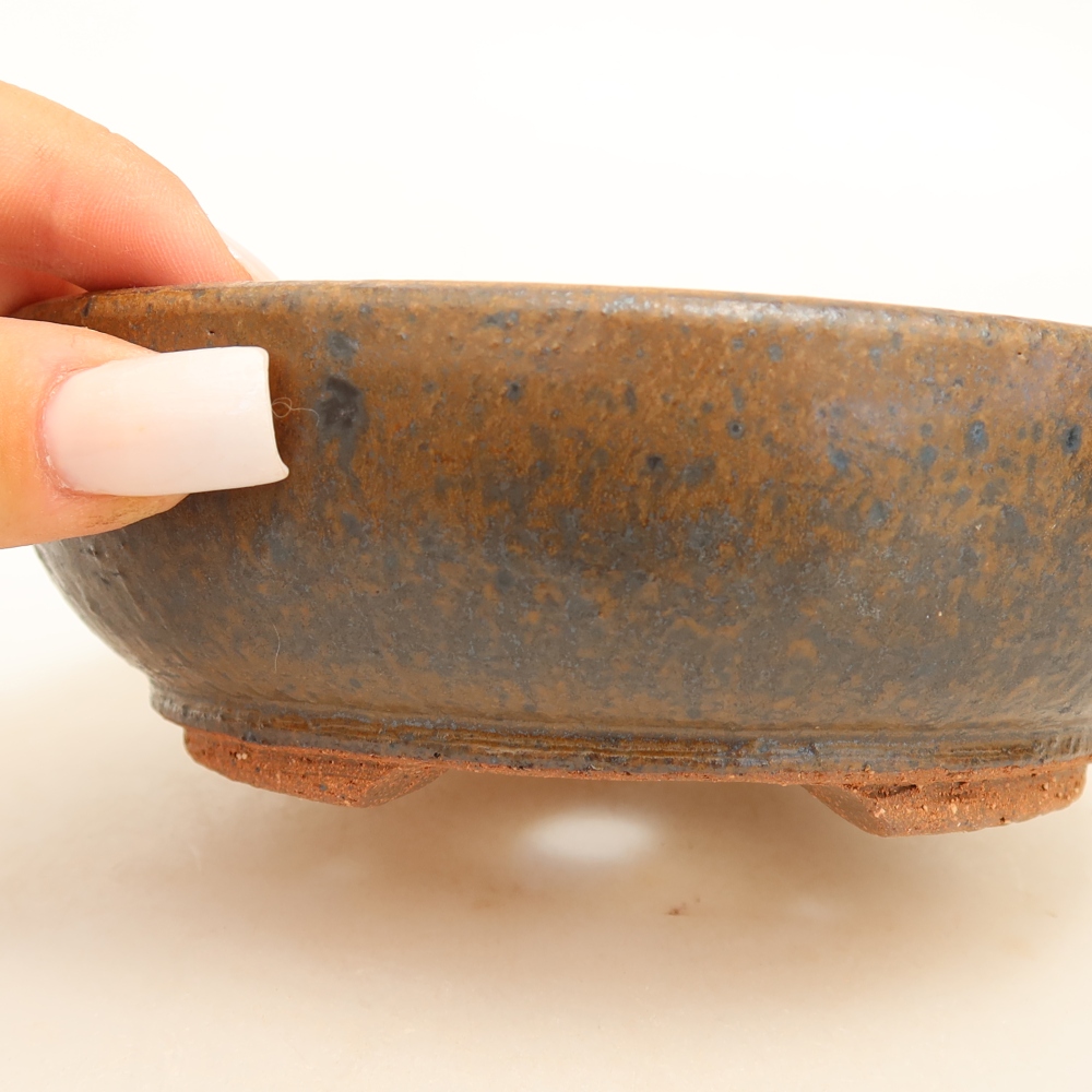 Ceramic bonsai pot, 14.5 x 14.5 x 4.5 cm, brown