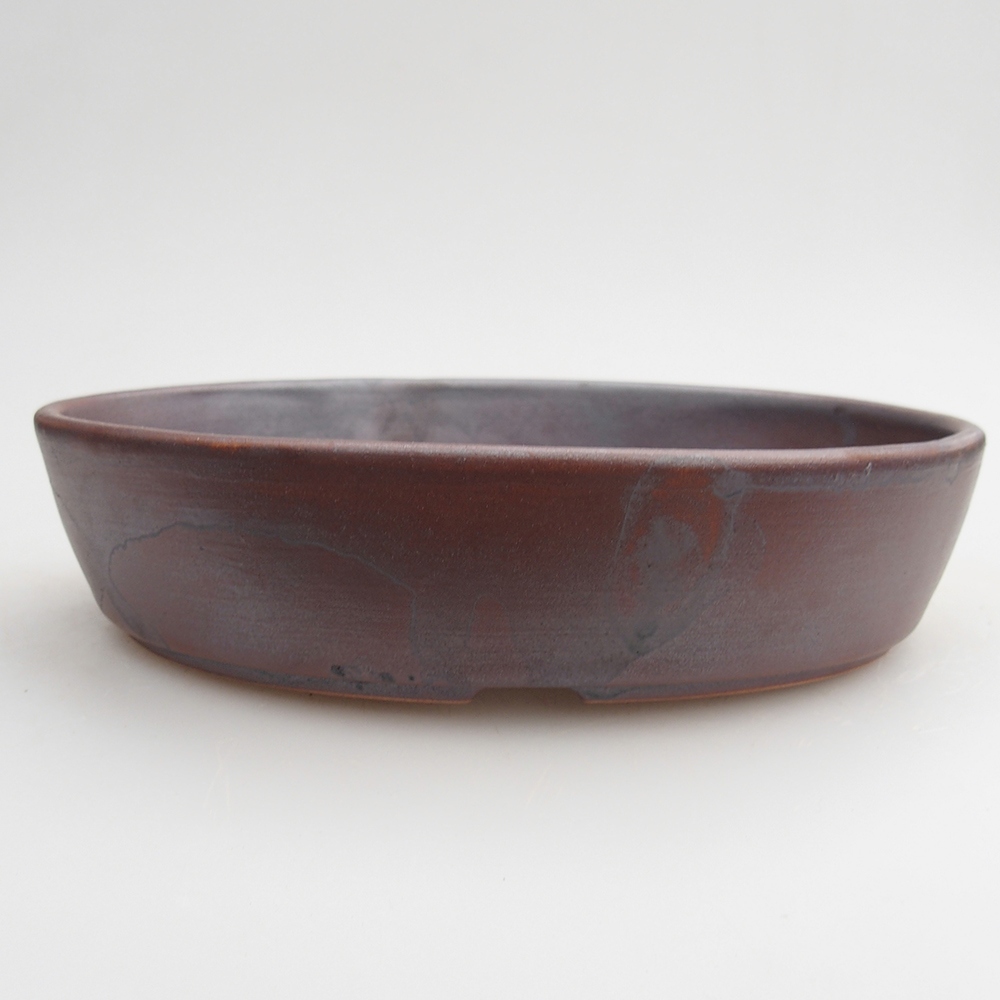 Ceramic bonsai bowl 18,5 x 13 x 4 cm, metal colour
