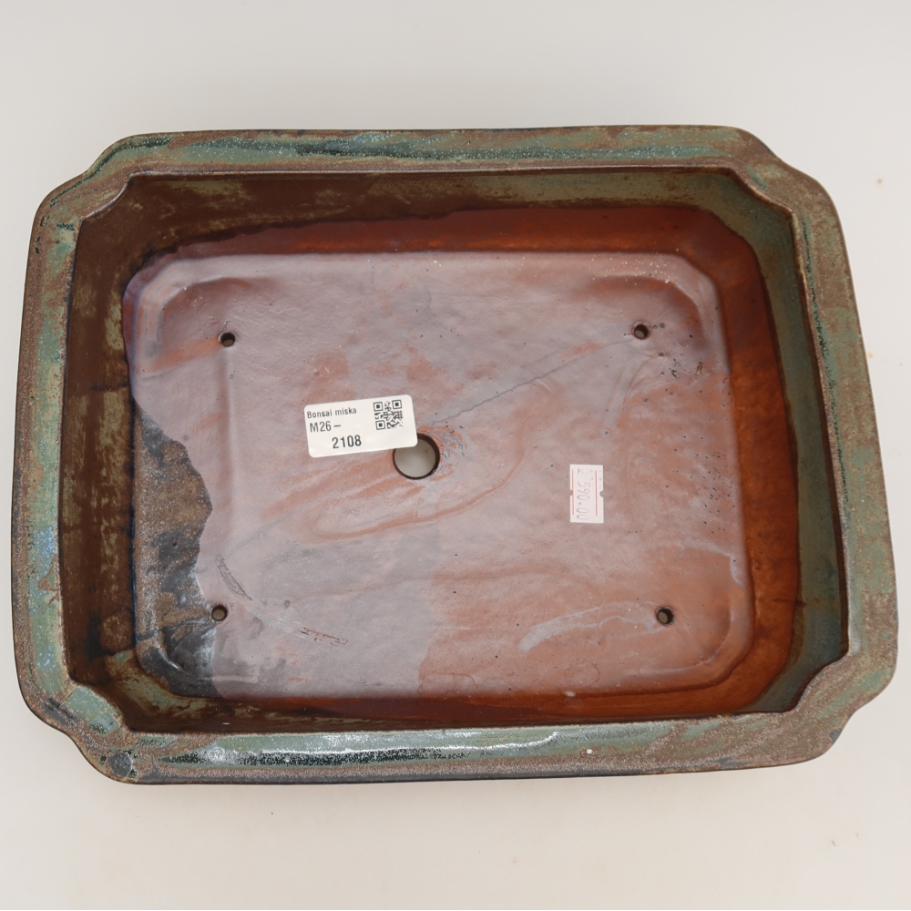 Ceramic bonsai pot, 27.5 x 21.5 x 7 cm, brown