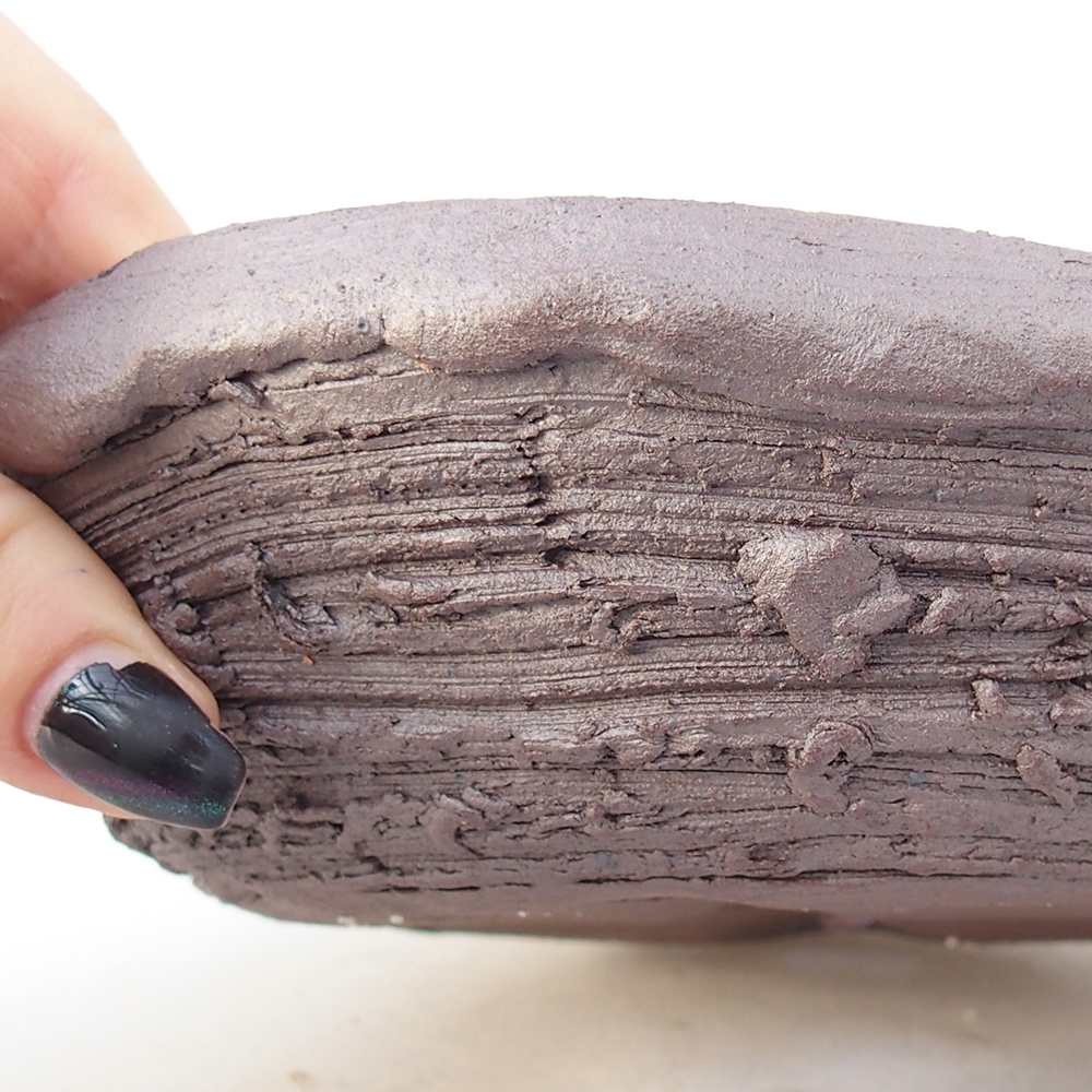 Ceramic bonsai bowl 17 x 17 x 5,5 cm, metal colour