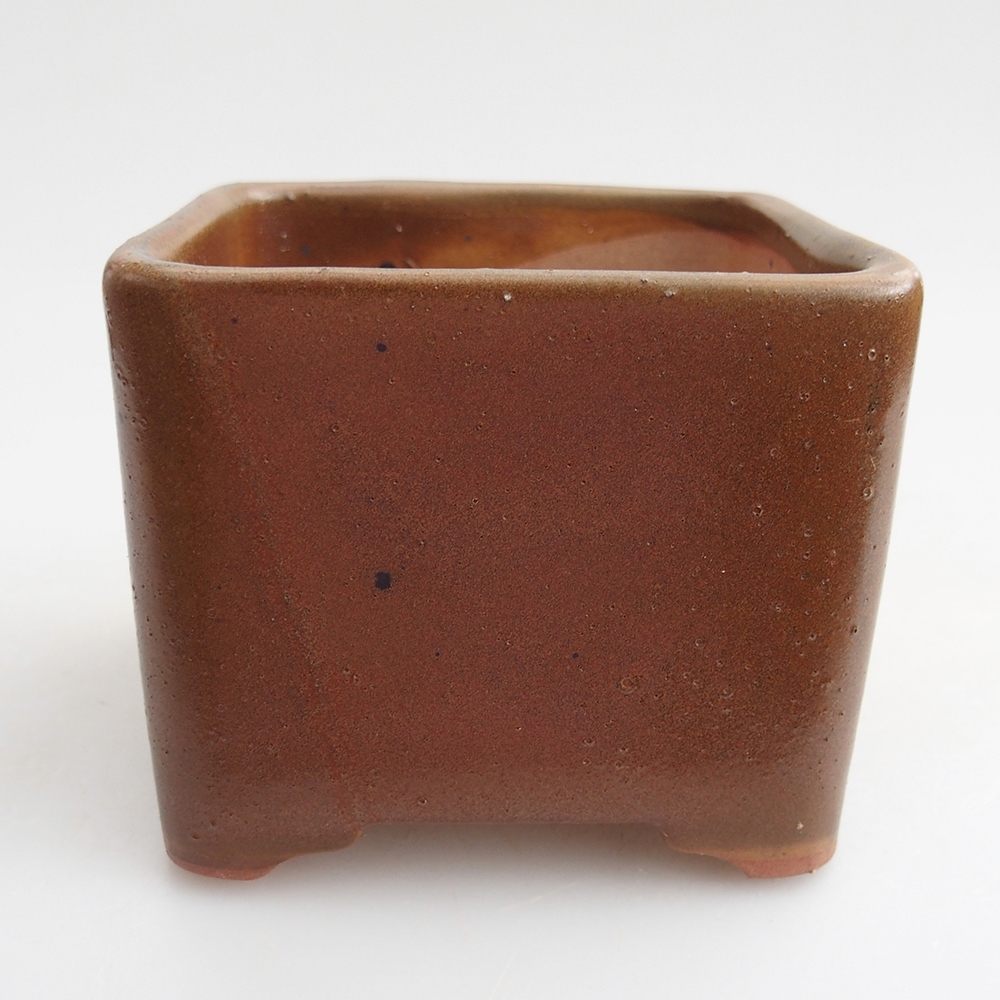 Ceramic bonsai bowl 10 x 10 x 8 cm, brown