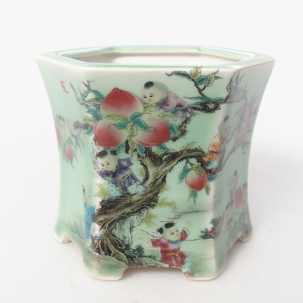 Ceramic bonsai bowl 10,5 x 9,5 x 8,5 cm, green