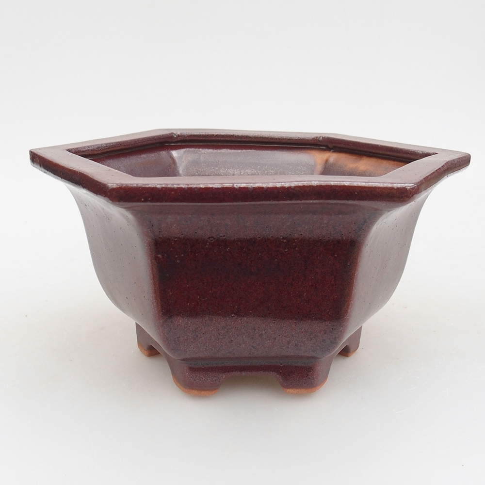 Ceramic bonsai bowl 18 x 16 x 9 cm, burgundy